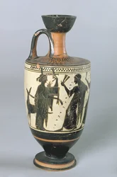Attic black-figure lekythos depicting Apollo and his Muses